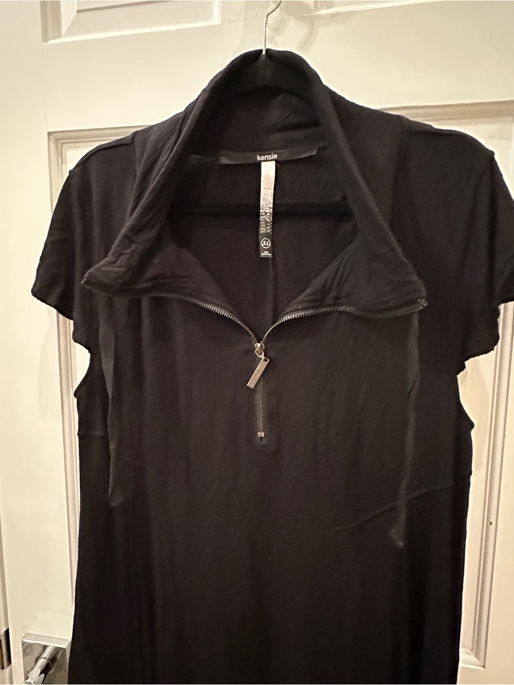 Kensie Black Short-Sleeve Zip-Front Dress/Tunic - Picture 2 of 6